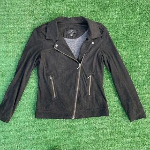 Top Stitch Black Women's Motto Inspired Lightweight Jacket Faux Suede Size S - Picture 6 of 9